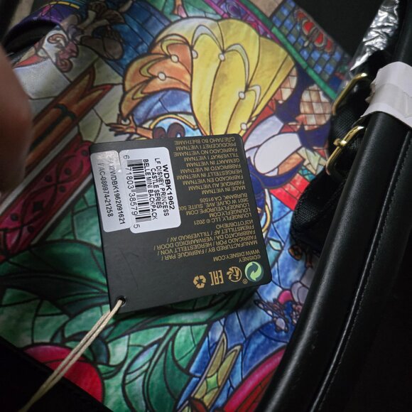 NWT Authentic Disney Loungefly Beauty Beast Stained Glass BackPack / Bag / Purse main image 4